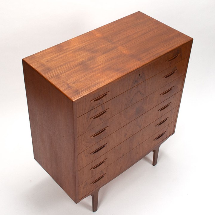 Mid-Century teakhouten ruime ladekast met 6 lades in teak