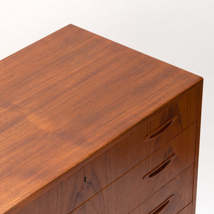 Mid-Century teakhouten ruime ladekast met 6 lades in teak