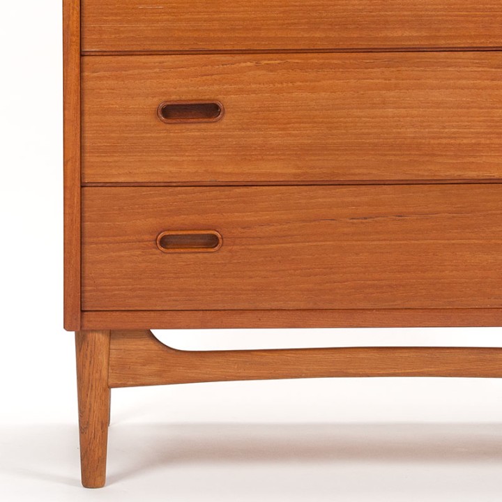 Deens Mid-Century secretaire meubel in teak op eiken onderstel