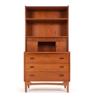 Deens Mid-Century secretaire meubel in teak op eiken onderstel