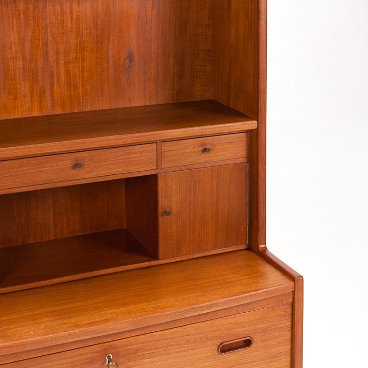 Danish Mid-Century secretary cabinet in teak on an oak base