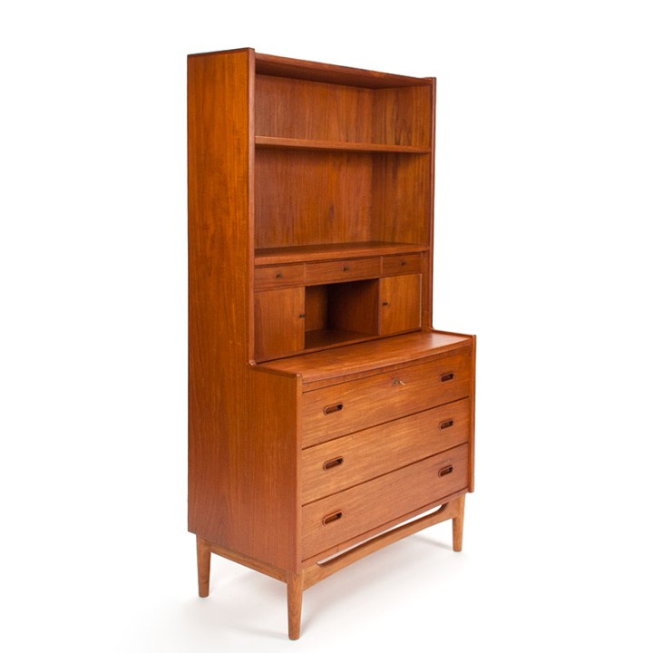 Danish Mid-Century secretary cabinet in teak on an oak base