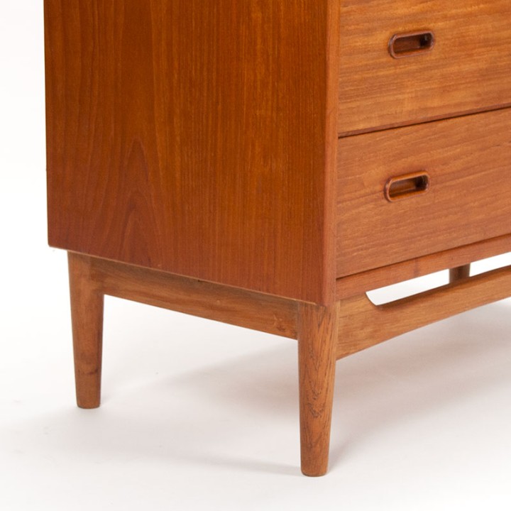 Danish Mid-Century secretary cabinet in teak on an oak base