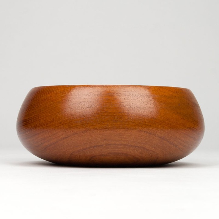 Ronde teakhouten Mid-Century schaal