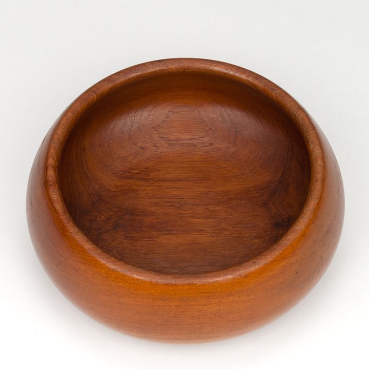 Ronde teakhouten Mid-Century schaal