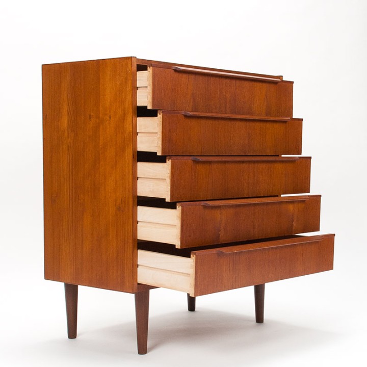 Ladekast met 5 lades Deens Mid-Century model