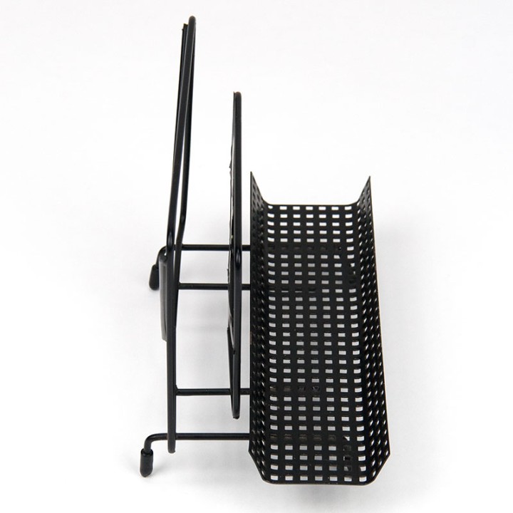 Perforated metal Mid-Century letter holder with a bird