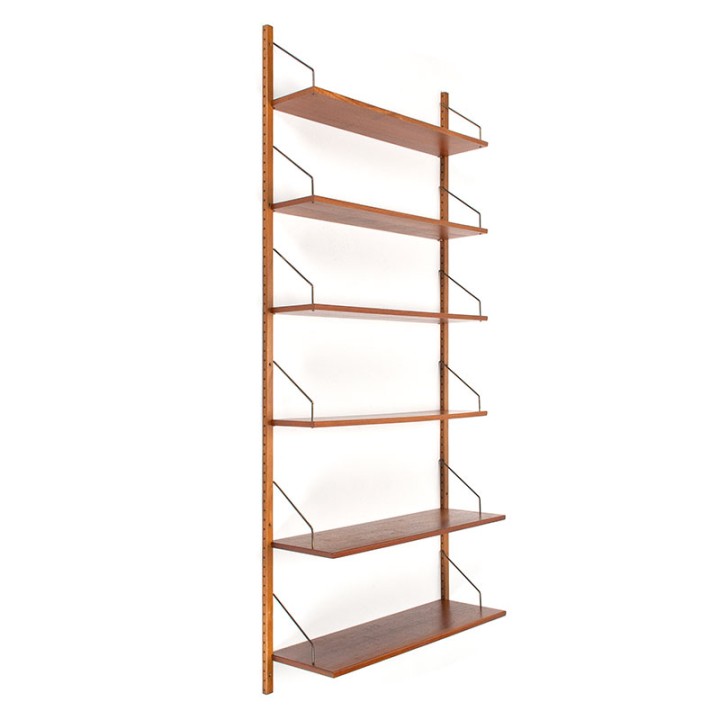 Mid-Century teakhouten wandsysteem/ boekenplanken