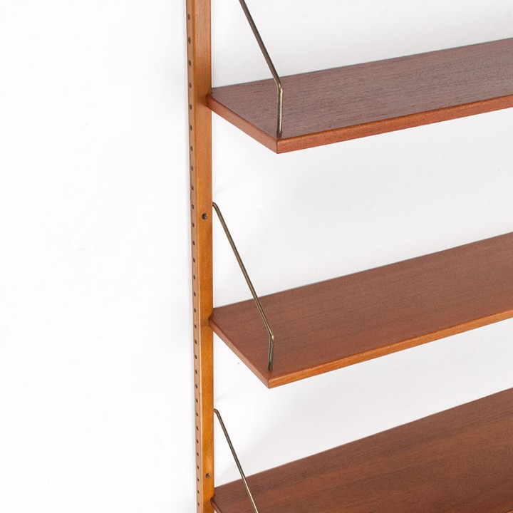 Mid-Century teakhouten wandsysteem/ boekenplanken