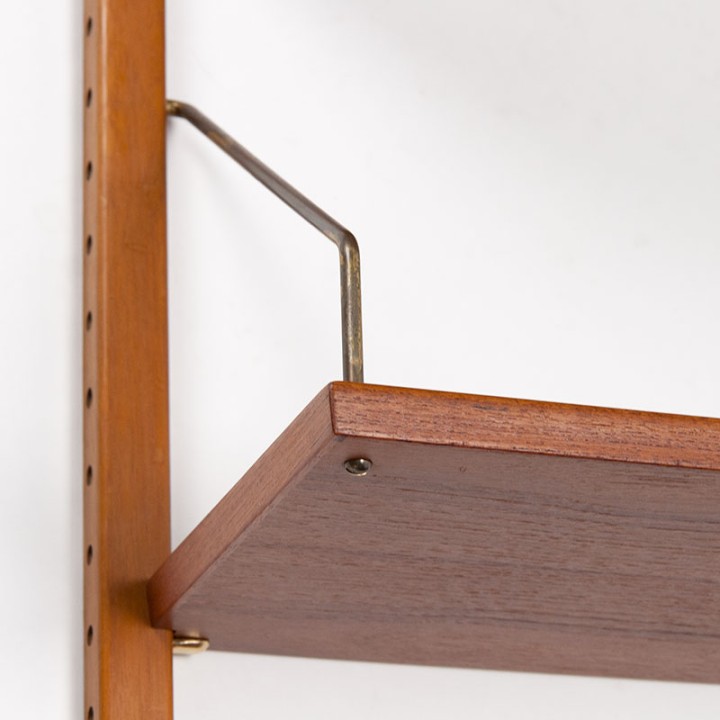 Mid-Century teakhouten wandsysteem/ boekenplanken