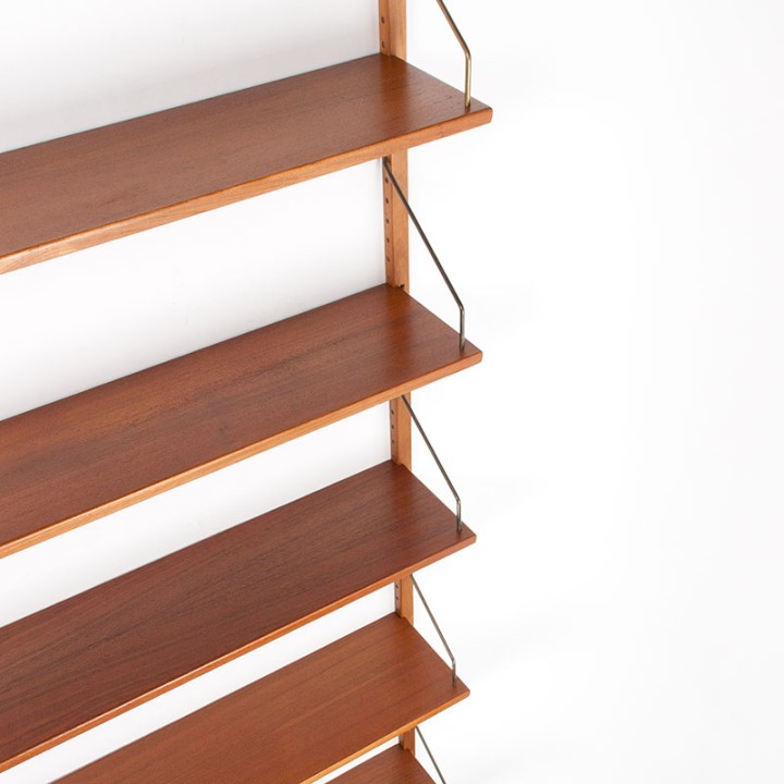 Mid-Century teakhouten wandsysteem/ boekenplanken