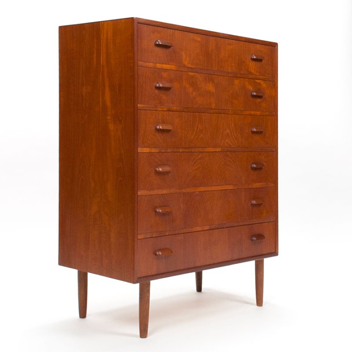 Commode ladekast Mid-Century Deens vintage model in teak