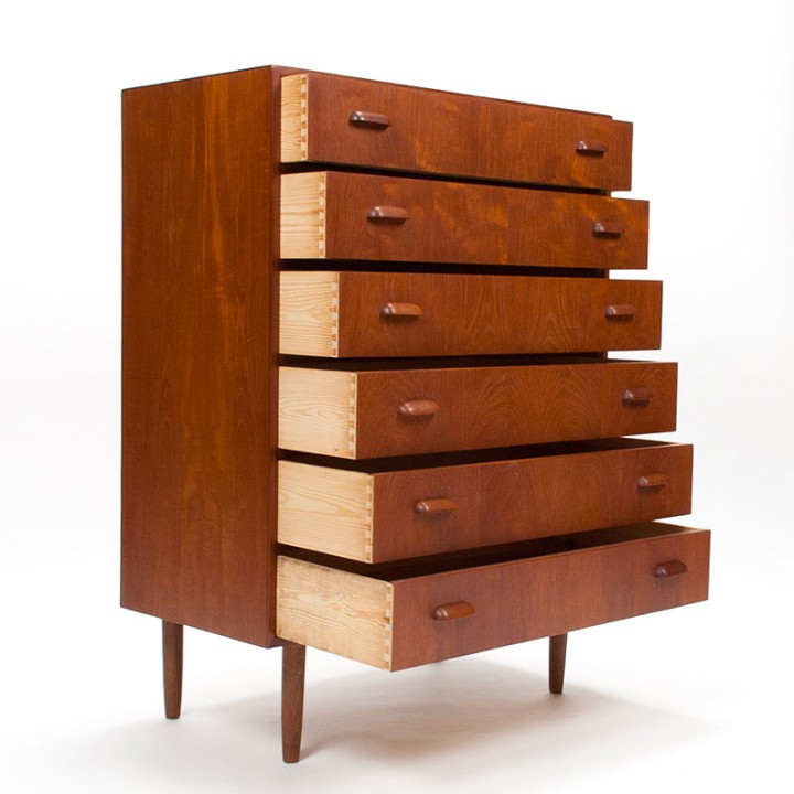 Commode ladekast Mid-Century Deens vintage model in teak