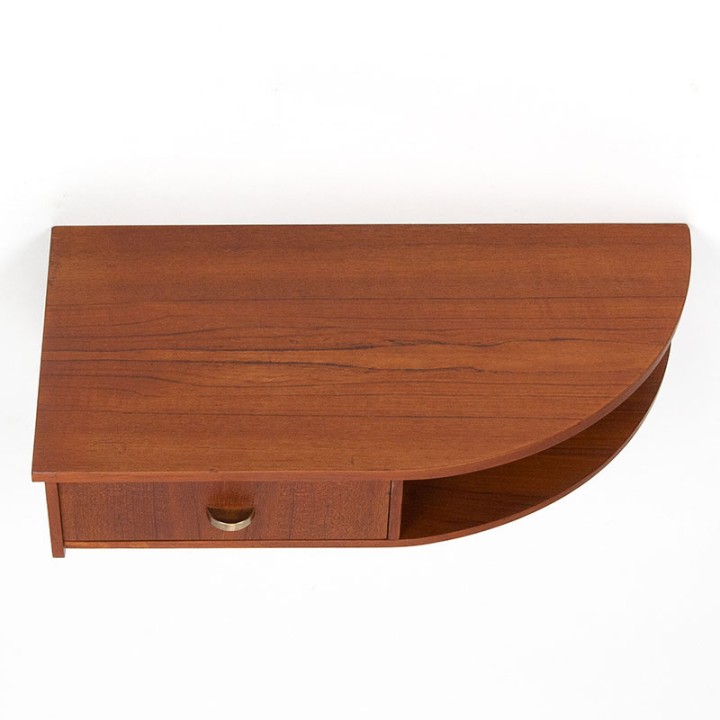 Teak open Mid-Century wandkastje met kleine lade