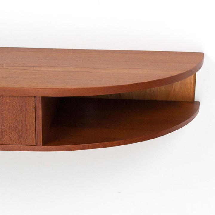 Teak open Mid-Century wandkastje met kleine lade