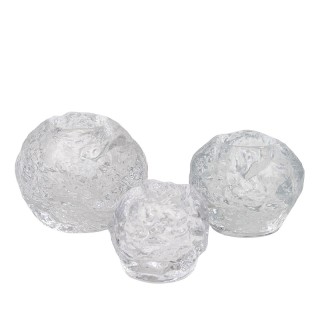 Kosta Boda set of 3 'Snowball' tea light holders by Ann Wärff