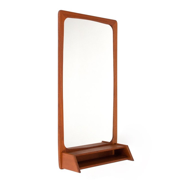 Mid-Century teak Danish mirror with an open compartment