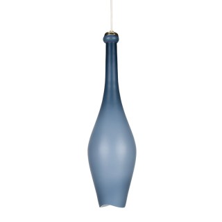 Blauw glazen Deense Mid-Century hanglamp