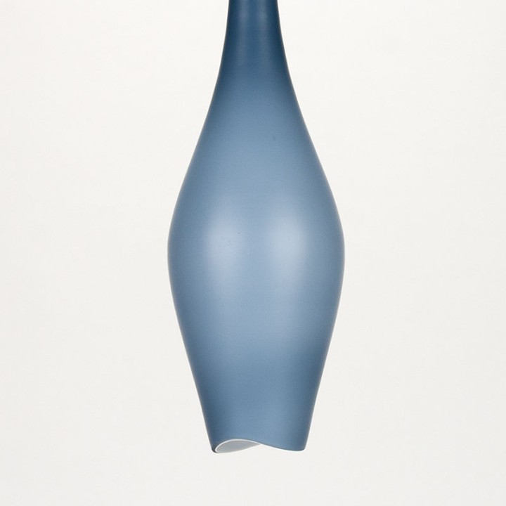 Blauw glazen Deense Mid-Century hanglamp