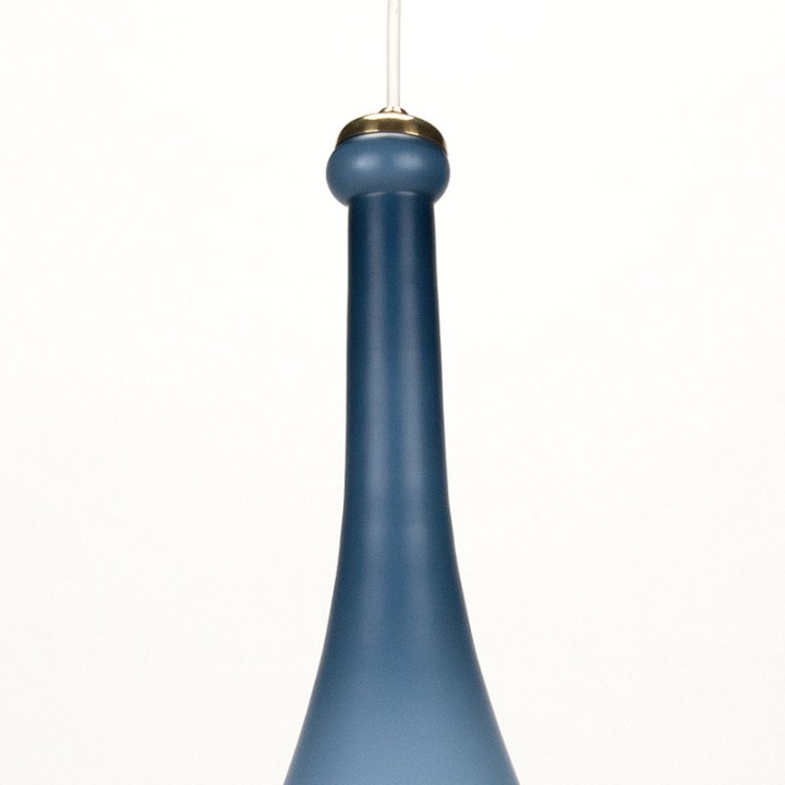 Blauw glazen Deense Mid-Century hanglamp