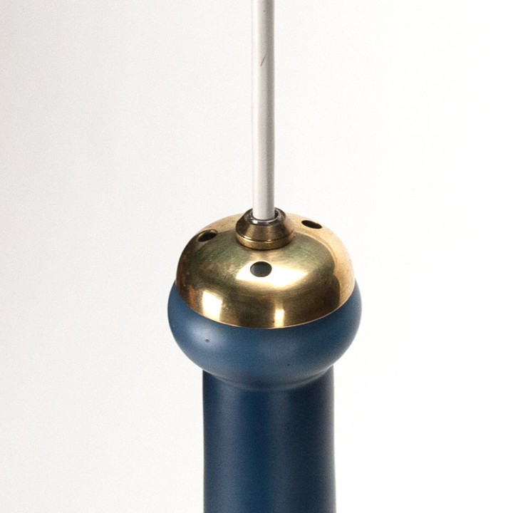 Blauw glazen Deense Mid-Century hanglamp