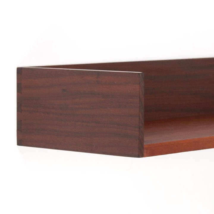 Mid-Century donker teakhouten wandplank