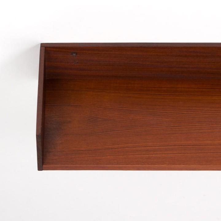 Mid-Century donker teakhouten wandplank