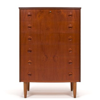 Ladekast Deens design in teak met ronde greepjes