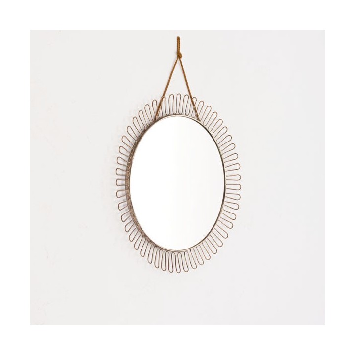 Ronde spiegel jaren 50/60 aan ketting - Retro Studio