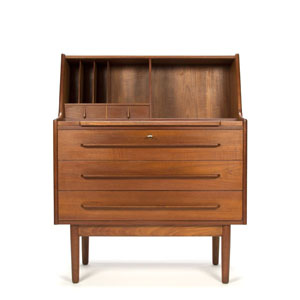 Secretaire with drawers in teak
